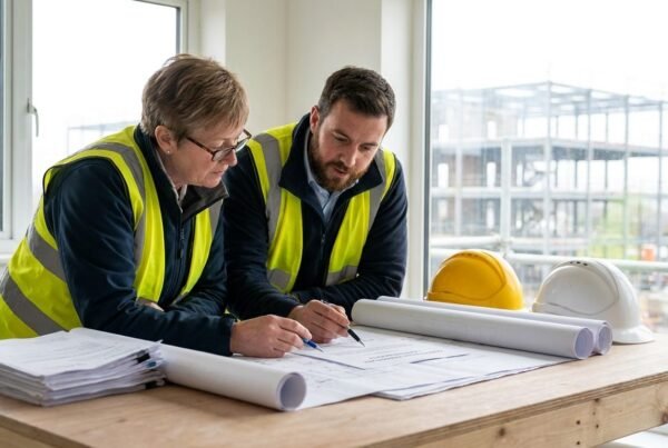 Dirección facultativa firmando la certificación de obra mensual en la construcción