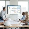 Equipo de una constructora trabajando con un software de gestión de obra con IA