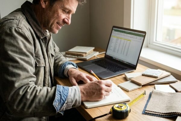 Profesional preparando un presupuesto de reforma de vivienda por capítulos