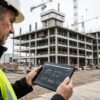 Digitalización en la construcción: equipo gestionando la obra con una tablet