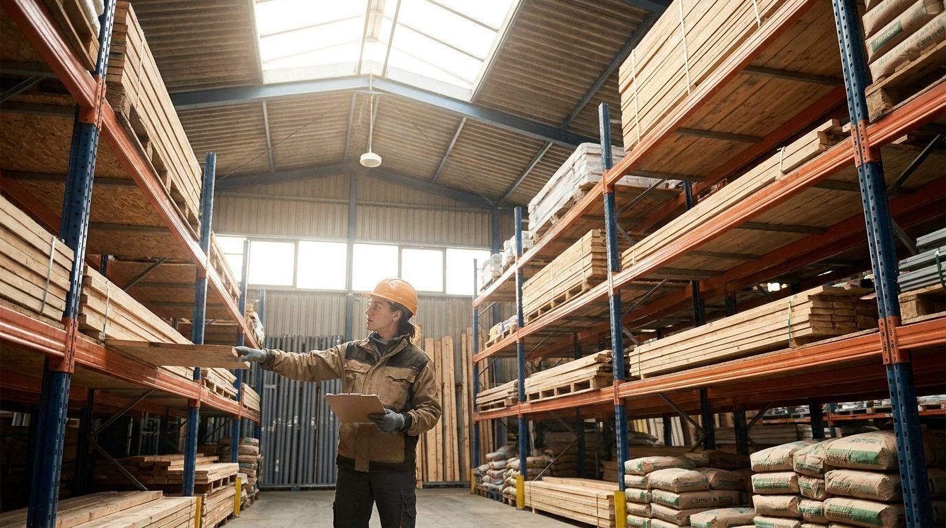 Profesional seleccionando materiales entre varios proveedores de materiales de construcción