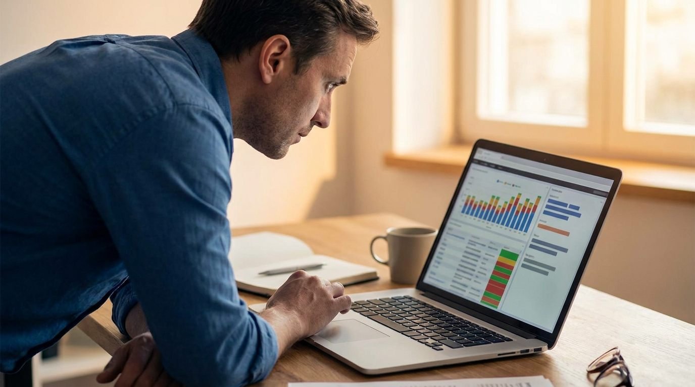 Profesional segmentando una base de datos de construcción para filtrar contactos por perfil