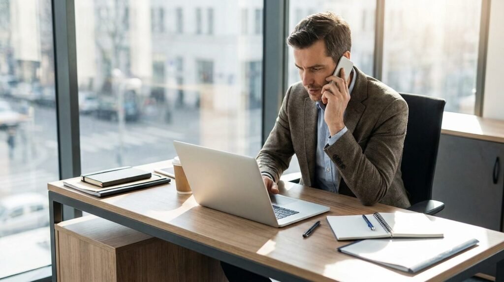 Comercial haciendo prospección B2B en construcción para captar clientes potenciales